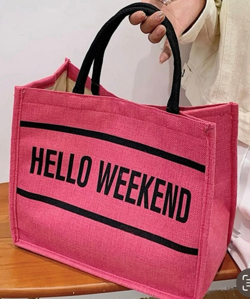 Hello weekend tote online bag